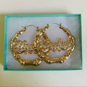 Gold  “I LOVE YOU”  Hoops earrings